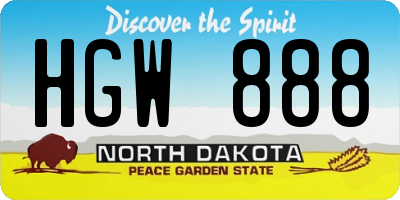 ND license plate HGW888