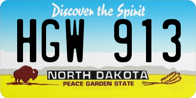 ND license plate HGW913