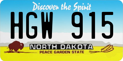 ND license plate HGW915