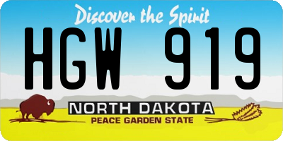 ND license plate HGW919