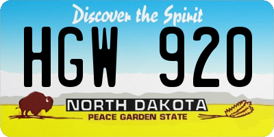 ND license plate HGW920