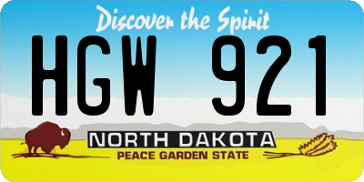 ND license plate HGW921