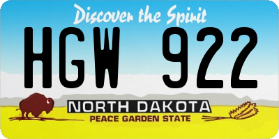 ND license plate HGW922
