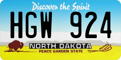 ND license plate HGW924