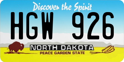 ND license plate HGW926