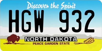 ND license plate HGW932