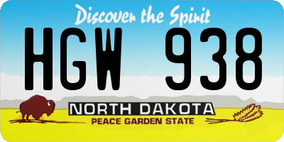 ND license plate HGW938