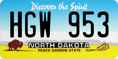 ND license plate HGW953