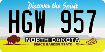ND license plate HGW957