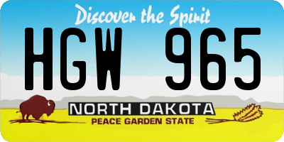 ND license plate HGW965