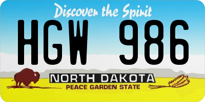 ND license plate HGW986
