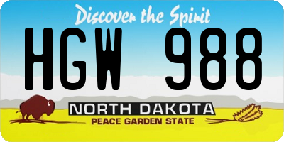 ND license plate HGW988