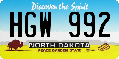 ND license plate HGW992