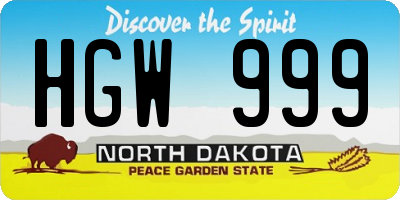 ND license plate HGW999