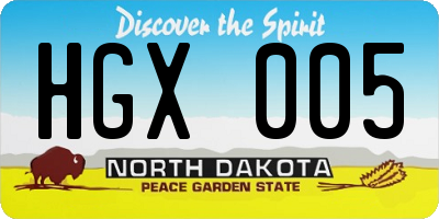 ND license plate HGX005