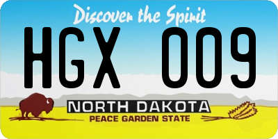 ND license plate HGX009
