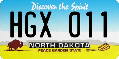ND license plate HGX011