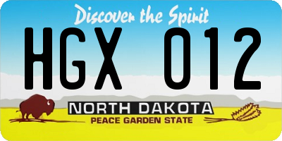 ND license plate HGX012
