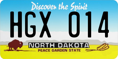 ND license plate HGX014