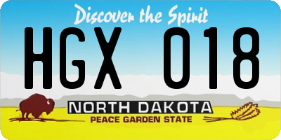 ND license plate HGX018