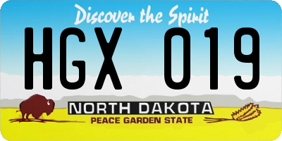 ND license plate HGX019