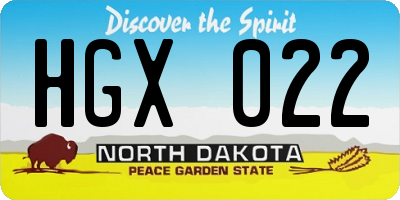 ND license plate HGX022