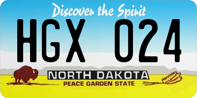 ND license plate HGX024