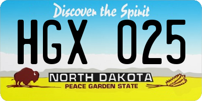 ND license plate HGX025