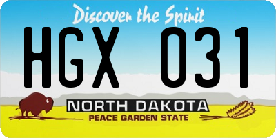ND license plate HGX031