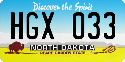 ND license plate HGX033