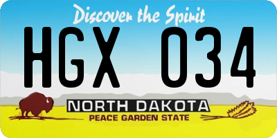 ND license plate HGX034