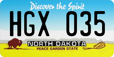 ND license plate HGX035