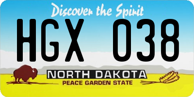 ND license plate HGX038