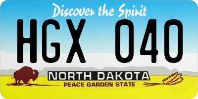 ND license plate HGX040