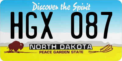 ND license plate HGX087