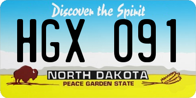 ND license plate HGX091