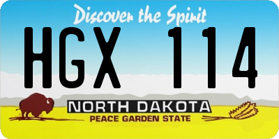 ND license plate HGX114