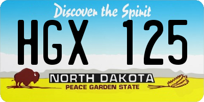 ND license plate HGX125