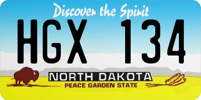 ND license plate HGX134