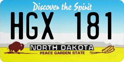 ND license plate HGX181