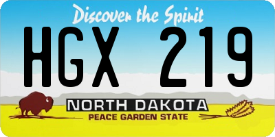 ND license plate HGX219