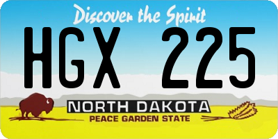 ND license plate HGX225
