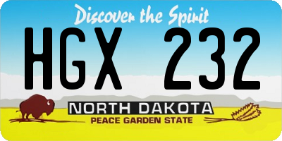 ND license plate HGX232