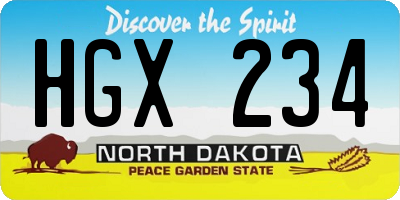 ND license plate HGX234