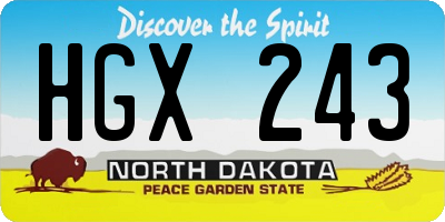 ND license plate HGX243