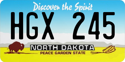 ND license plate HGX245