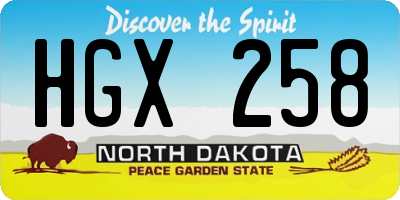 ND license plate HGX258