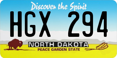 ND license plate HGX294