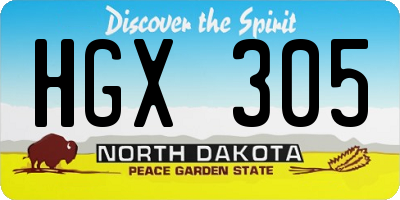 ND license plate HGX305