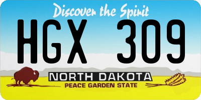 ND license plate HGX309